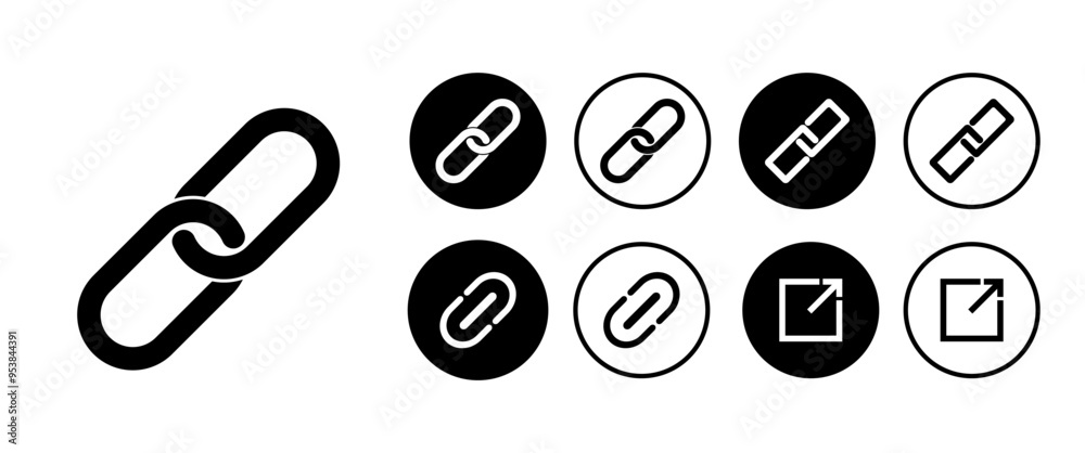 Link Icon set, Black Share Button icon, URL symbol, Isolate Modern Minimal Outline icon for Social media, app menu, web graphic elements, Attach, Network clip art, Business vector stock (Editable) Link Icon set, Black Share Button icon, URL symbol, Isolate Modern Minimal Outline icon for Social media, app menu, web graphic elements, Attach, Network clip art, Business vector stock (Editable)