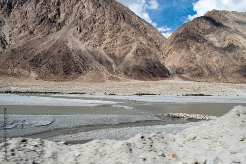 Nubra Vally in Ladakh, India the scenic view of leh ladakh with free space photo