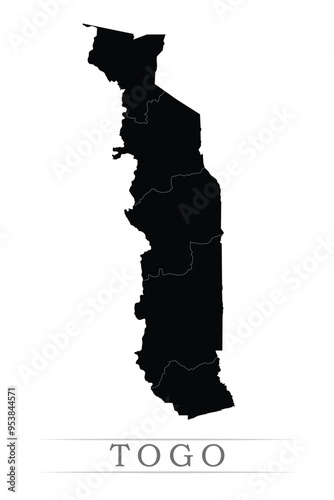 Togo map on white background vector. Administrative regions of Togo