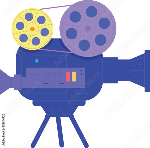 Cinema projector with film reel. Movie production device