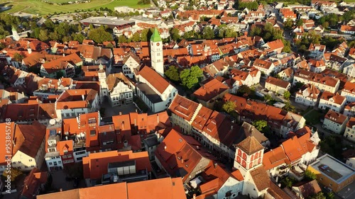 Aerial view to the beautiful town of Wangen in western part of Allgaeu photo