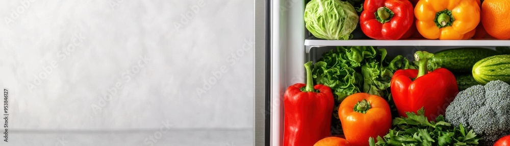 Fresh vegetables stored neatly in a modern refrigerator, showcasing vibrant colors and healthy choices for nutritious meals. Fresh vegetables stored neatly in a modern refrigerator, showcasing vibrant colors and healthy choices for nutritious meals.