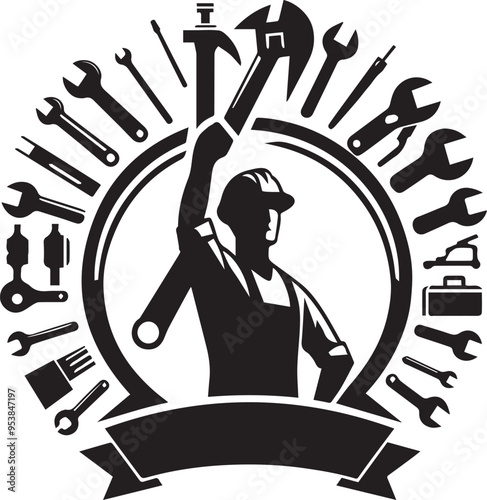 happy labor day workers character icons silhouette vector art flat logo design t shirt background banner illustrations