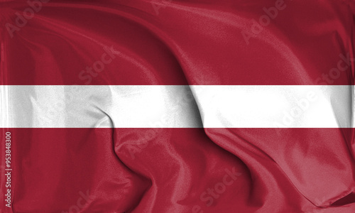 An up close view of Latvia flag flying textures