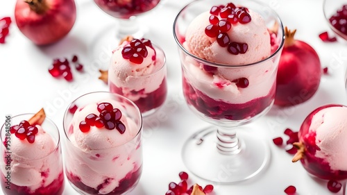 set of pomegranate ice cream