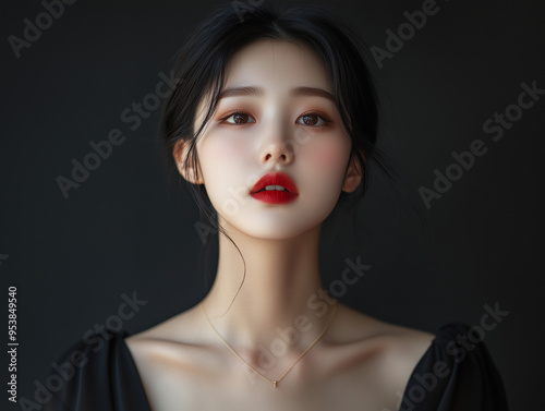 A beautiful asian model suitable for jewelry, skincare, beauty industry.