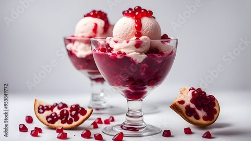 set of pomegranate ice cream