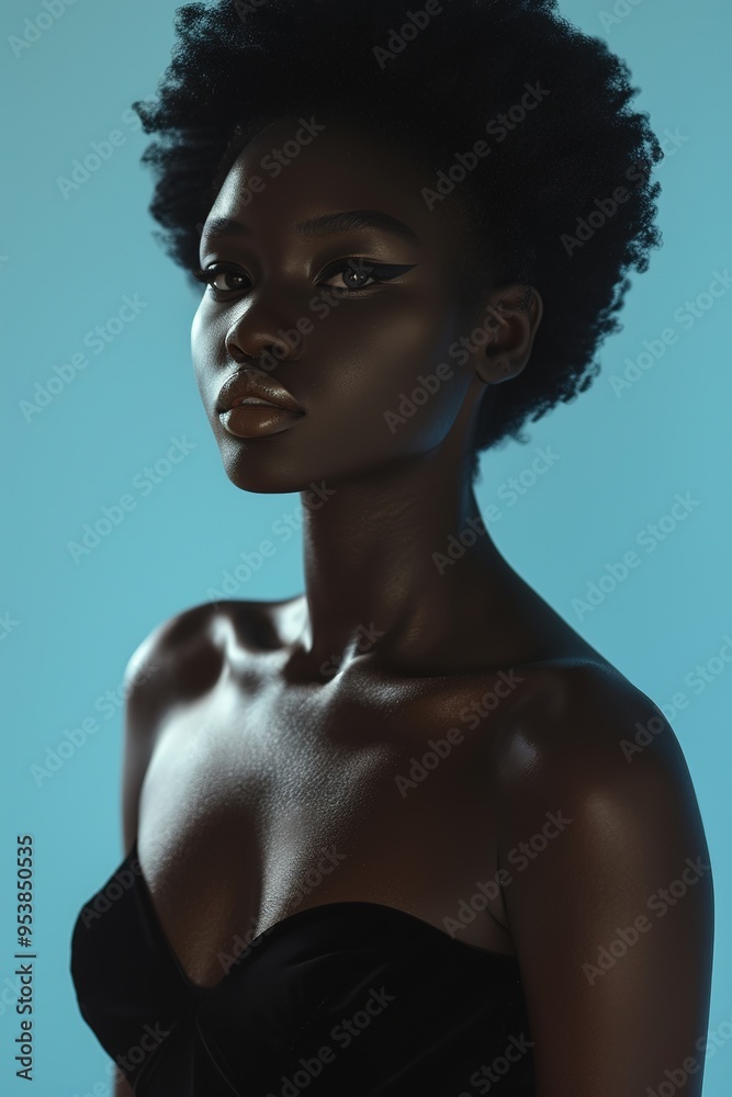 custom made wallpaper toronto digitalPortrait of beautiful African American woman with afro hairstyle, Ai Generated