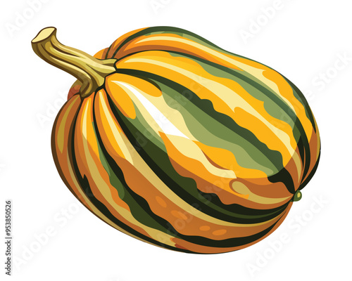 Delicata squash vector illustration on white background