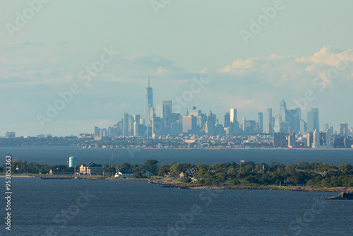 A beautiful view of Sandy Hook and the New York Skyline from the Mt. Mitchell Scene Overlook in the summer photo