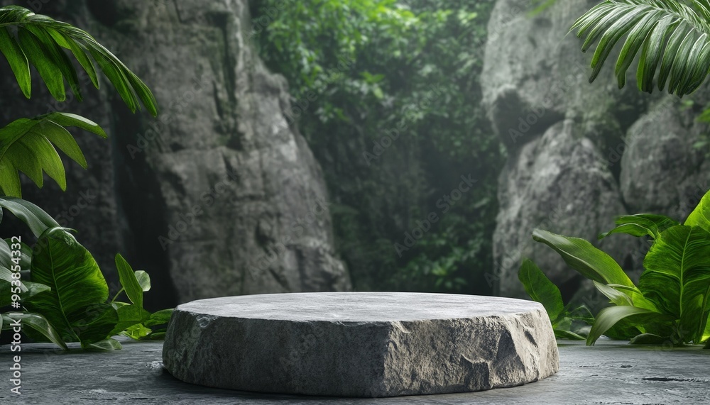 Fototapeta premium Rock Podium with Stone Forest Background for Product Display