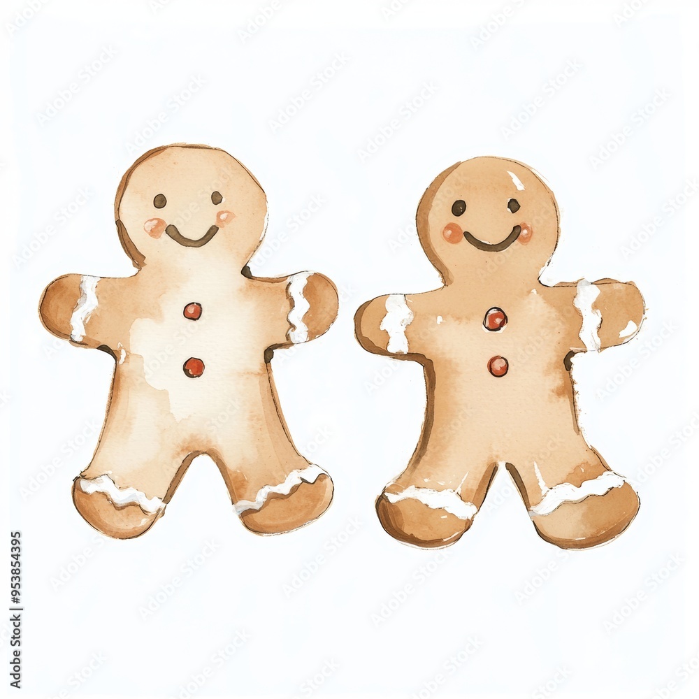 Whimsical Gingerbread Cookie Illustration for Children's Art Generative AI