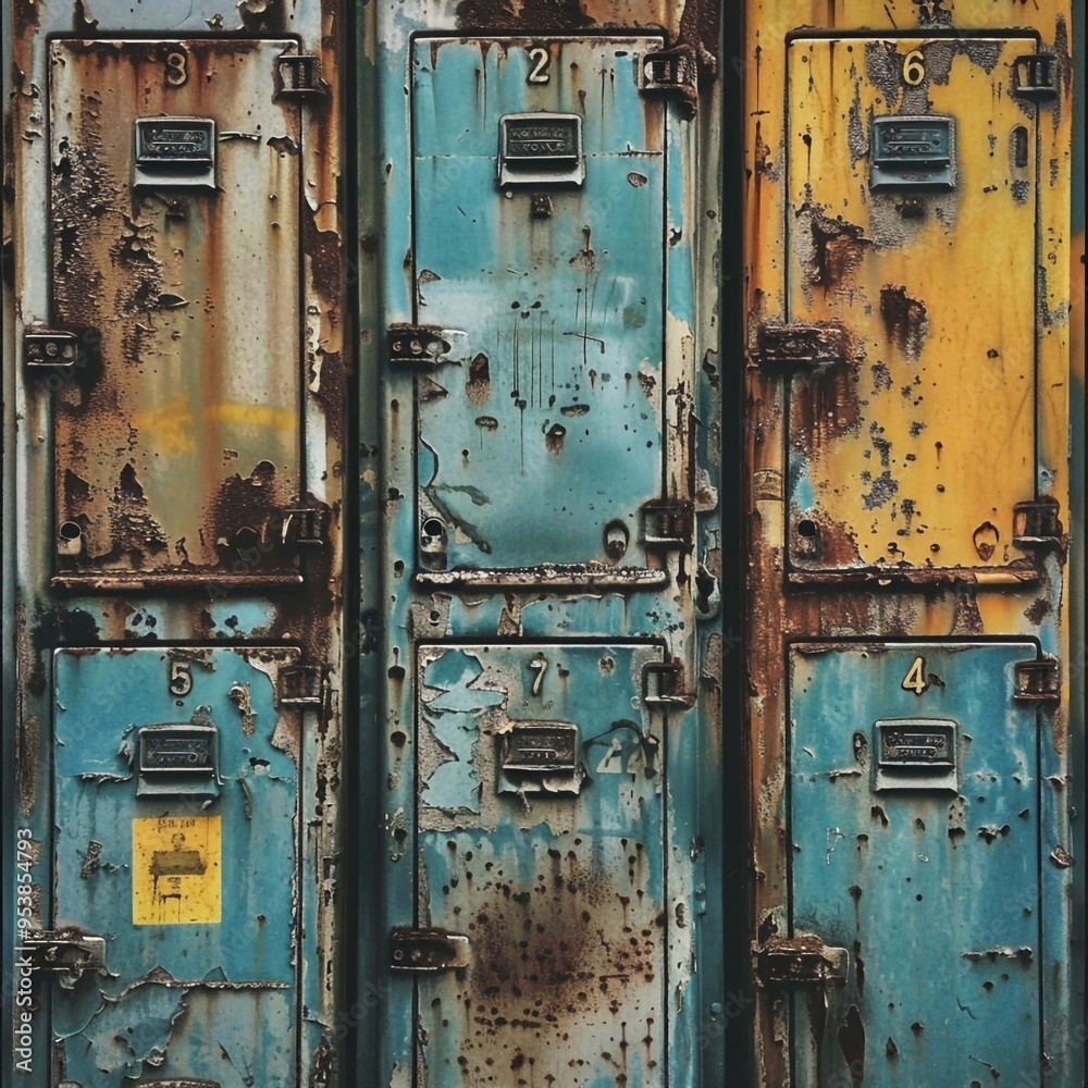 Old Rusty Nostalgia Weathered Lockers