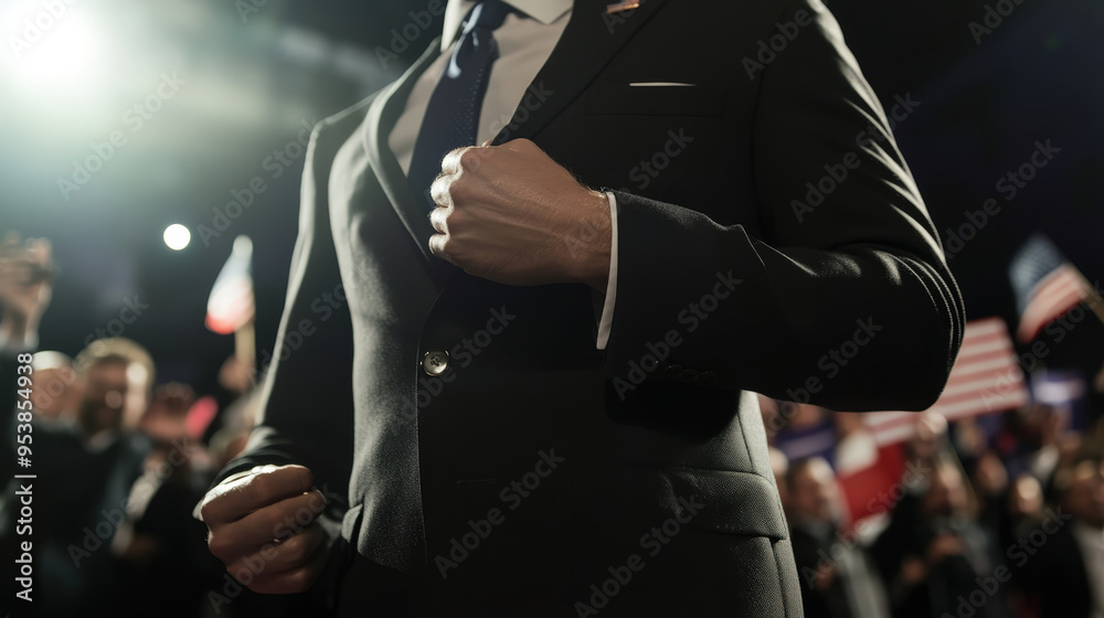 Close-up of Politician Adjusting Suit at a Public Event Close-up of Politician Adjusting Suit at a Public Event