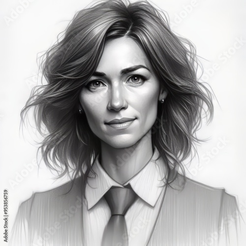  Pencil Sketch A simple monochromatic portrait of a teacher with