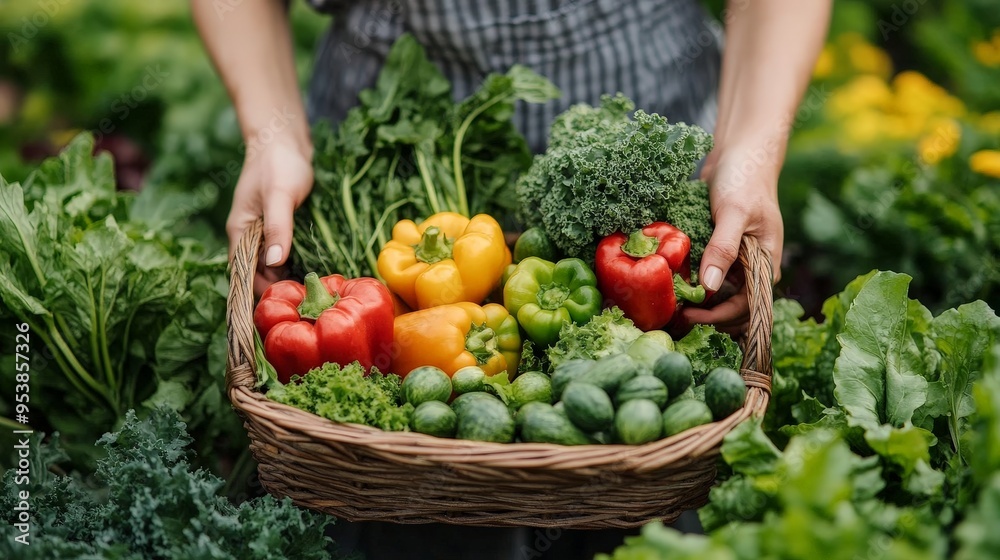 Fototapeta premium Fresh Harvest Of Vegetables Gathered Outdoors
