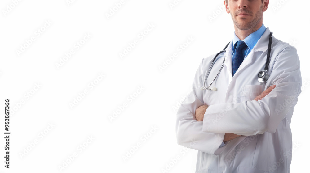 3D Doctor wearing a doctor uniform and stethoscope Medical doctor professional healthcare isolated white background 3D Doctor wearing a doctor uniform and stethoscope Medical doctor professional healthcare isolated white background