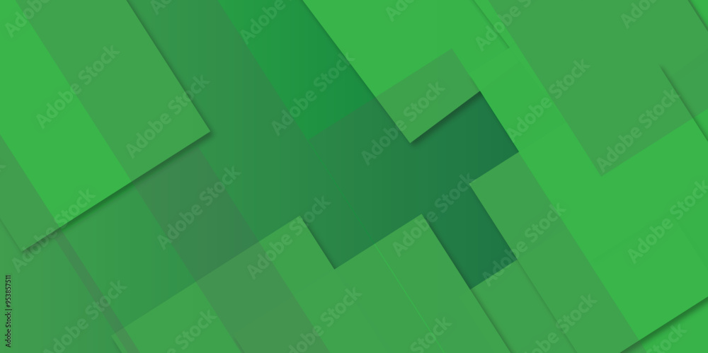 Obraz premium Beautiful green 3d geometric paper layers illustration. square shape, wallpaper or texture. Internet Abstract. shining banner background and layer elements vector for presentation. modern style.