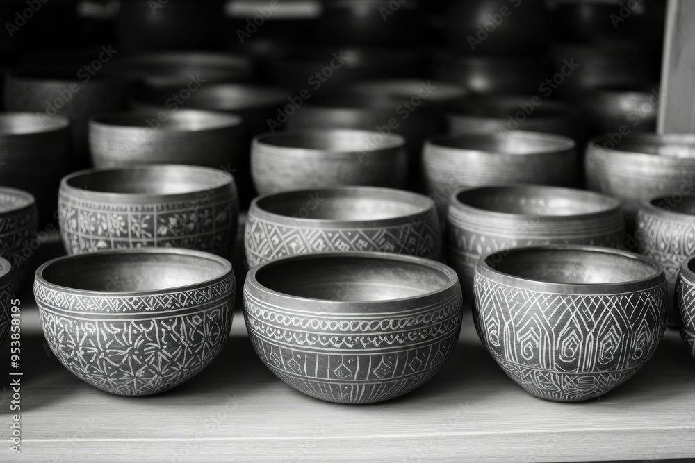 Singing Bowl Market Display Buddhism Religion Spiritual Symbol Singing Bowl Market Display Buddhism Religion Spiritual Symbol
