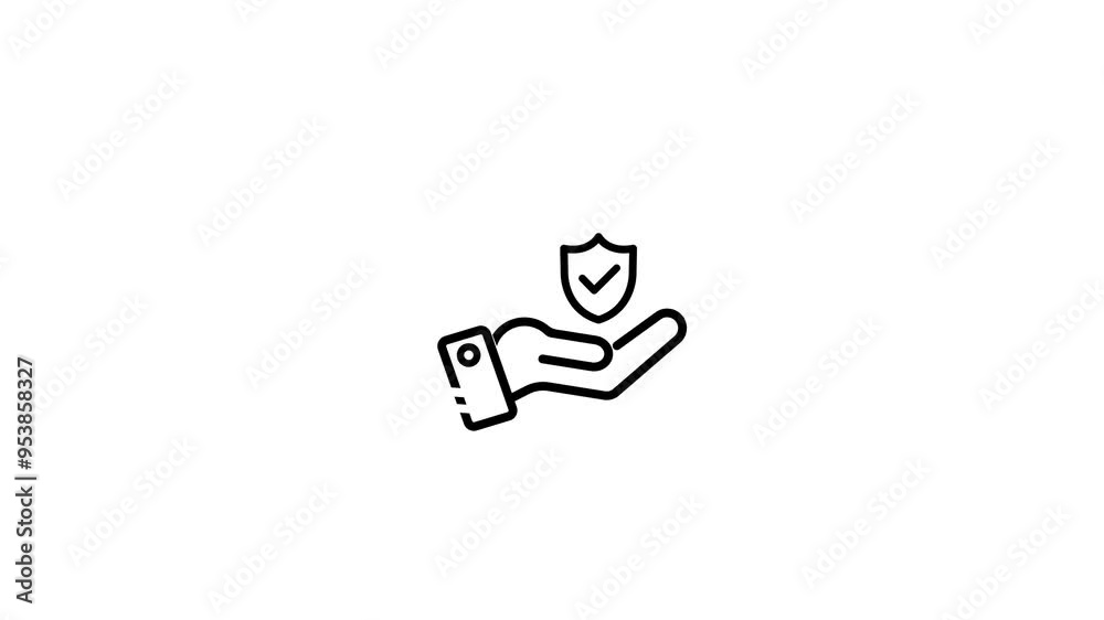 Animated Insurance hand line icon. Risk coverage sign. Policyholder protection symbol. Quality design element