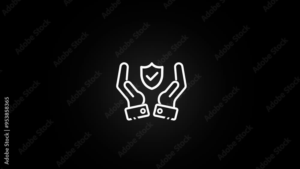 Animated Insurance hand line icon. Risk coverage sign. Policyholder protection symbol. Quality design element Animated Insurance hand line icon. Risk coverage sign. Policyholder protection symbol. Quality design element
