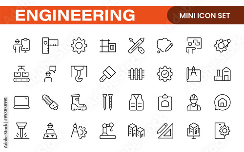 Comprehensive Engineering Icon Set: Precision-crafted icons for mechanical, civil, electrical, and software engineering projects.