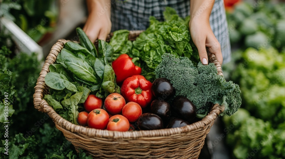 Fototapeta premium Fresh Harvest Of Vegetables Gathered Outdoors