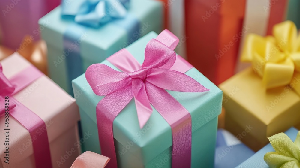 Gift Boxes with Colorful Ribbons Gift Boxes with Colorful Ribbons