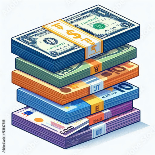 Free  Money vector money photo Gold coins and banknotes 3d cartoon style icon black Friday 
