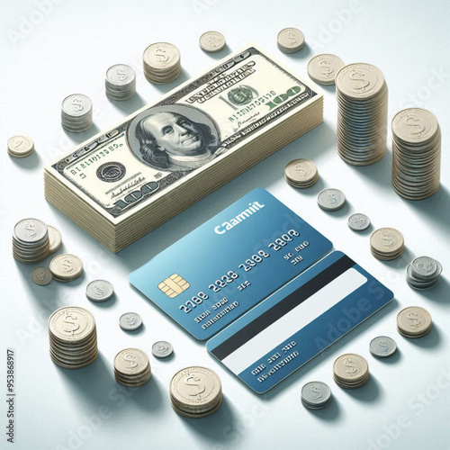 Free  Money vector money photo Gold coins and banknotes 3d cartoon style icon black Friday