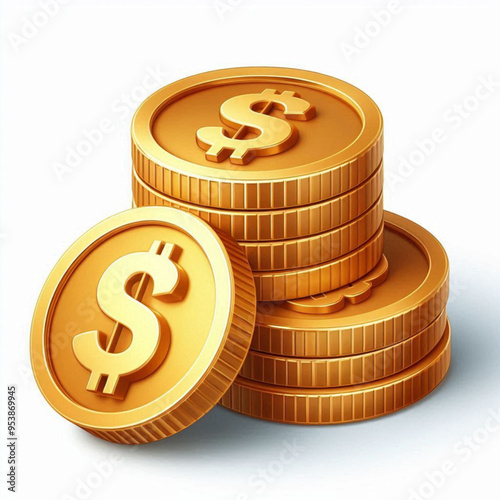 Free  Money vector money photo Gold coins and banknotes 3d cartoon style icon black Friday 
