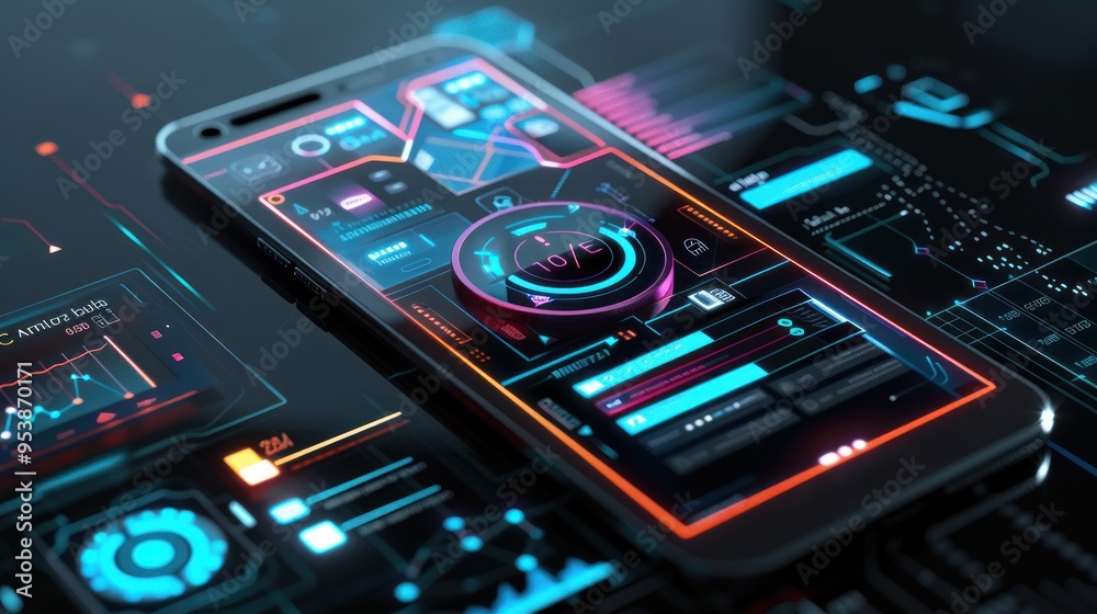 Obraz premium Futuristic Smartphone Interface