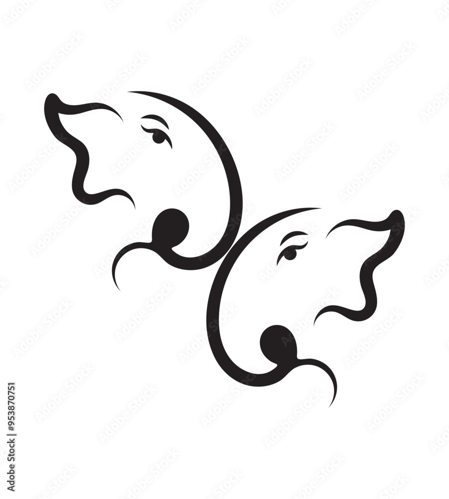 Lord Ganesh line art - Ganesh Face art - Ganesh Chaturthi - Ganapati Festival. isolated on white background.eps10