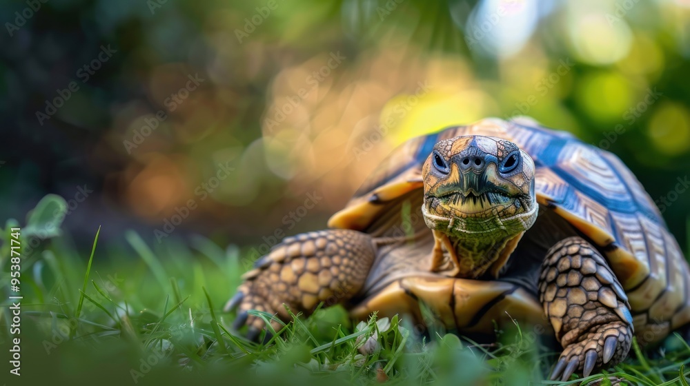 Closeup of a Tortoise in a Garden Closeup of a Tortoise in a Garden