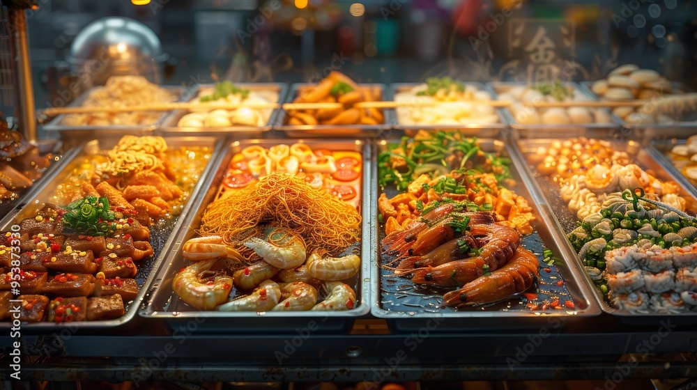 Street food market scene Street food market scene