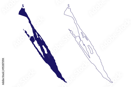 Mujeres island (United Mexican States, Mexico, Cenrtal America, Caribbean islands) map vector illustration, scribble sketch Isla Mujeres map