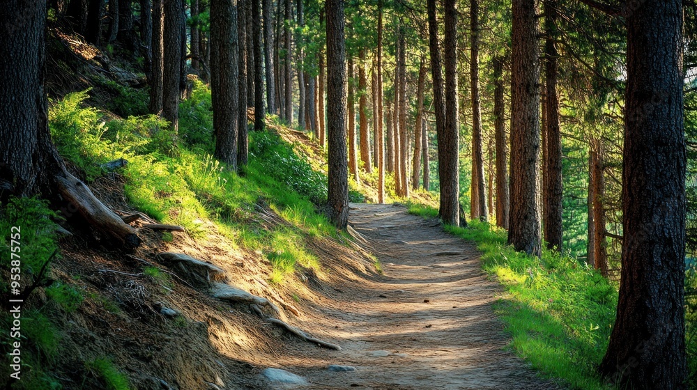 Obraz premium Forest Trail Sunlight