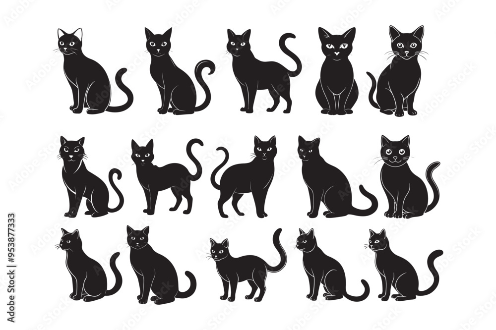 Cat silhouette vector illustration, Cat silhouette vector Cat silhouette vector illustration, Cat silhouette vector