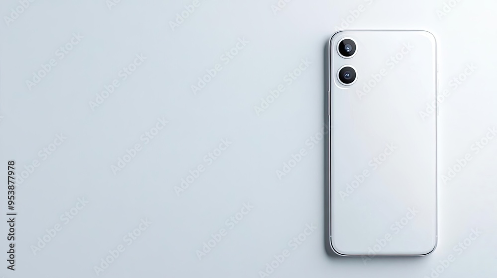 A sleek smartphone placed neatly on a clean white backdrop with professional lighting perfect for promoting tech devices focusing on design and functionality A sleek smartphone placed neatly on a clean white backdrop with professional lighting perfect for promoting tech devices focusing on design and functionality