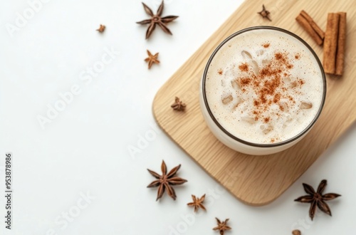 Spiced Creamy Drink with Cinnamon and Star Anise