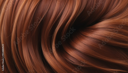 Texture cheveux auburn roux brun publicité mode beauté. photo