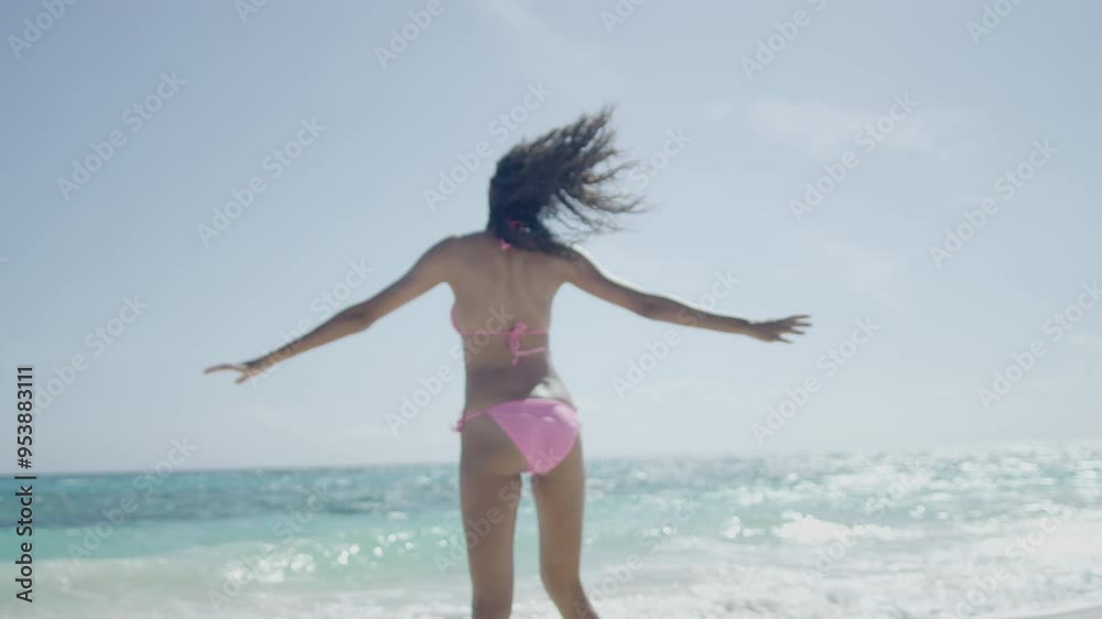 Latin American Girl Enjoying Luxury Island beach Vacation Latin American Girl Enjoying Luxury Island beach Vacation
