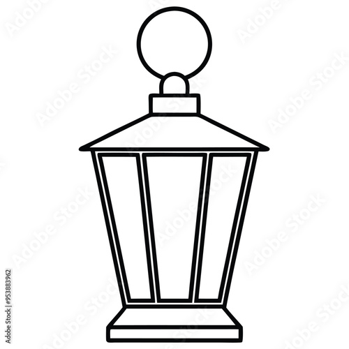 Lantern Silhouette Line Art Vector Illustration – Elegant Outline Design for Your Projects.