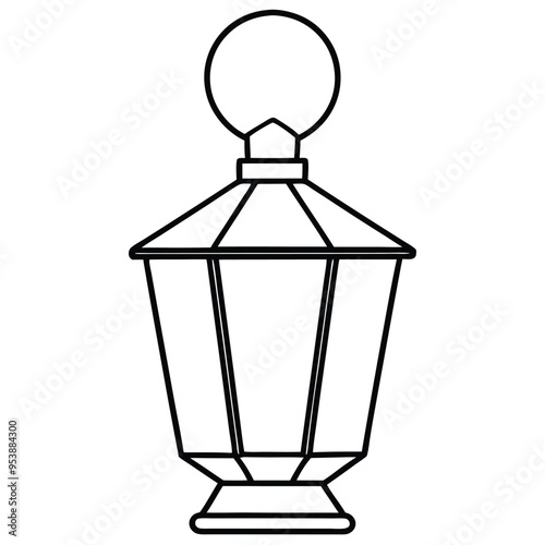 Lantern Silhouette Line Art Vector Illustration – Elegant Outline Design for Your Projects.