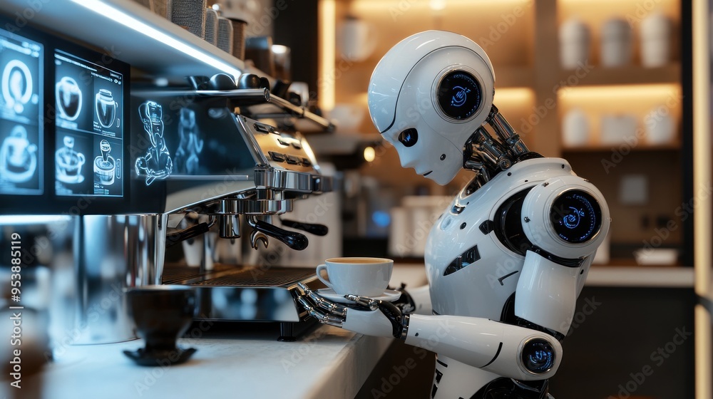 Robot Barista Making Coffee Robot Barista Making Coffee