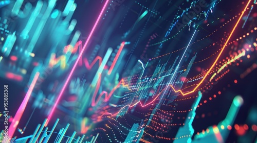 Abstract Neon Financial Data Visualization