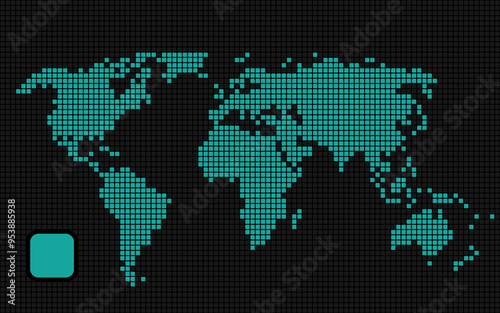 Abstract World Map with Rounded square Dots