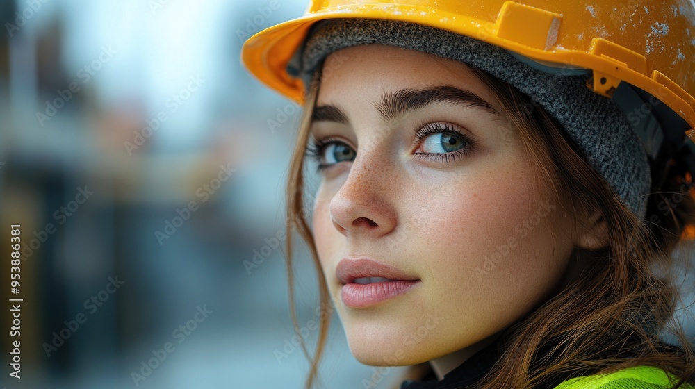 Portrait of confident female construction worker at construction site Portrait of confident female construction worker at construction site