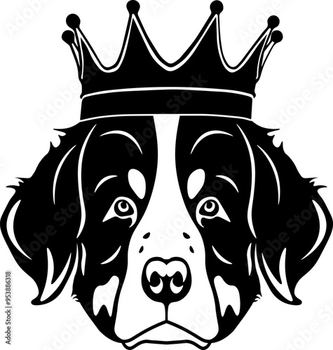 Bernese Mountain Dog Wearing A Crown
