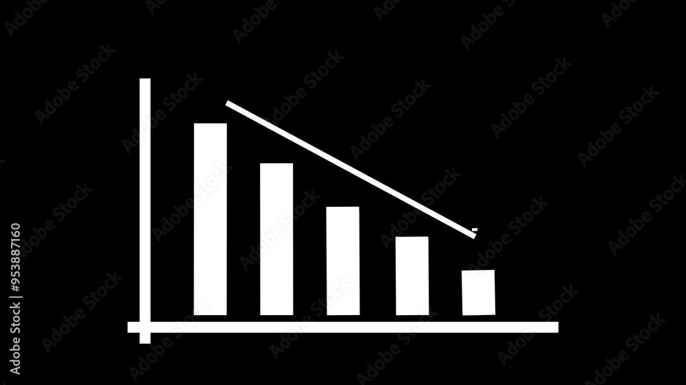 Animated illustration of statistical curve with down arrow on transparent background Animated illustration of statistical curve with down arrow on transparent background